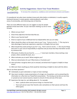 Activity Suggestions: Know Your Team Members