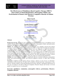 The Effectiveness of Mindfulness-Based Cognitive Therapy (MBCT