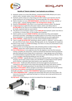 Benefits of &ldquo;Electric Cylinders&rdquo; over hydraulic are as follows:-