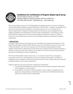 Guidelines for Certification of Organic Maple Sap