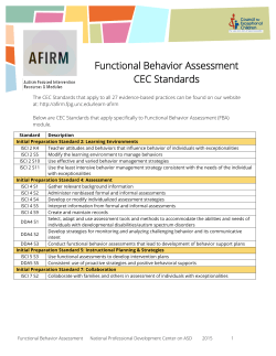 Functional Behavior Assessment CEC Standards