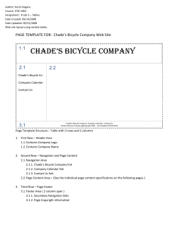 PAGE TEMPLATE FOR: Chade`s Bicycle Company Web Site Page