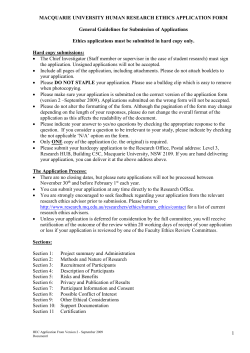 MACQUARIE UNIVERSITY HUMAN ETHICS APPLICATION FORM