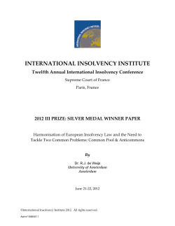 Harmonisation of European Insolvency Law and the Need to