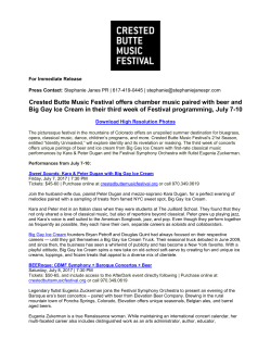 For Immediate Release - Crested Butte Music Festival