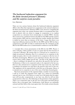 The backward induction argument for the finite iterated prisoner`s