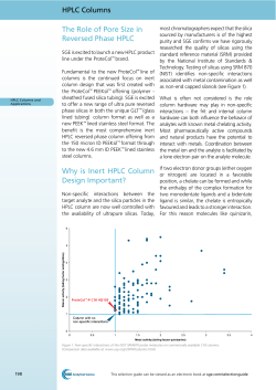 HPLC Columns The Role of Pore Size in Reversed Phase HPLC