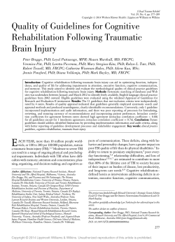 Quality of Guidelines for Cognitive Rehabilitation Following