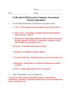 Cells and Cell Processes Common Assessment Review Questions