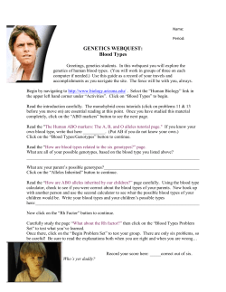 GENETICS WEBQUEST: Blood Types