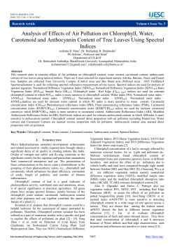 Analysis of Effects of Air Pollution on Chlorophyll, Water