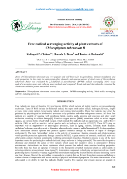 Free radical scavenging activity of plant extracts of Chlorophytum