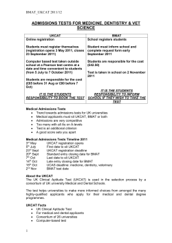 admissions tests for medicine, dentistry and vetinereary science