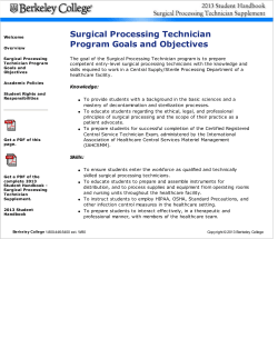 Surgical Processing Technician Program Goals