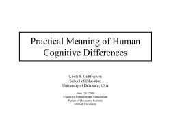 Practical Meaning of Human Cognitive Differences