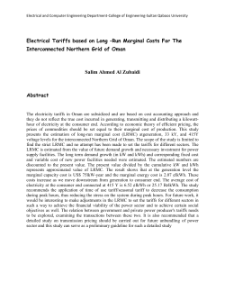 Run Marginal Costs For The Interconnected Northern Grid of Oman