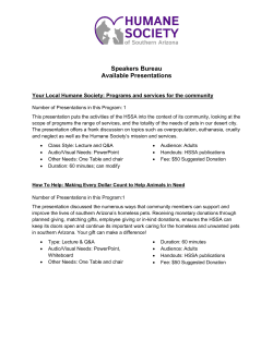 Speakers Bureau Available Presentations
