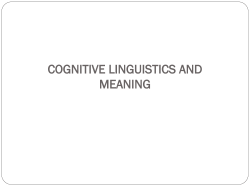 COGNITIVE LINGUISTICS AND MEANING