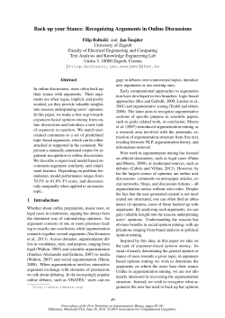 Back up your Stance: Recognizing Arguments in Online Discussions