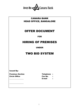 1 CANARA BANK HEAD OFFICE, BANGALORE OFFER