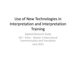 Use of New Technologies in Interpretation and interpretation training