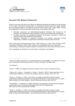 Models of Supervision - Post Registration Career Development