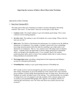 Important Elements of Rater Training: