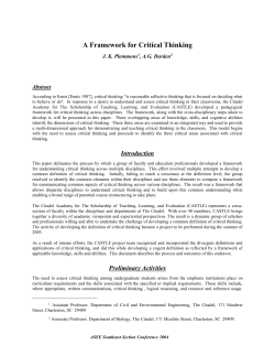 A Framework for Critical Thinking - ASEE-SE Home