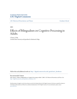 Effects of Bilingualism on Cognitive Processing in Adults.