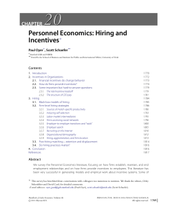 Personnel Economics: Hiring and Incentives