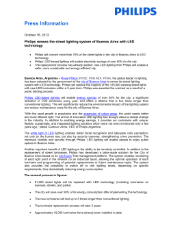 Philips renews the street lighting system of Buenos Aires with