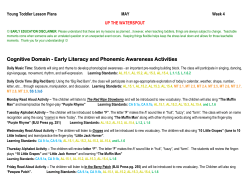 Cognitive Domain - Early Literacy and Phonemic Awareness Activities