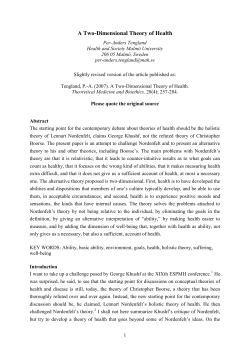 A Two-Dimensional Theory of Health