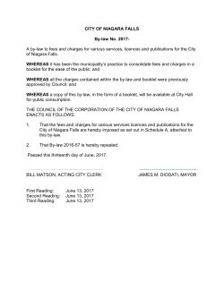 Schedule of Fees - City of Niagara Falls