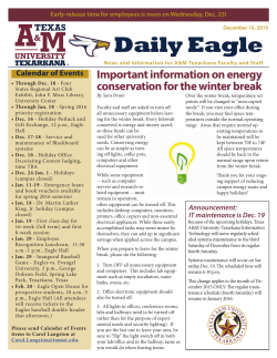 Important information on energy conservation for the winter break