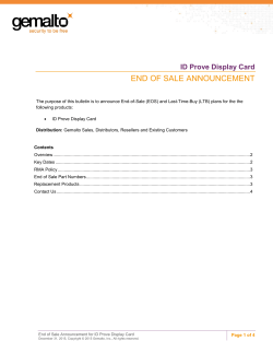 end of sale announcement - Data Protection Technical Updates