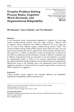 Creative Problem-Solving Process Styles, Cognitive Work Demands