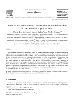 Incentives for environmental self-regulation and implications for