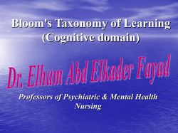 Bloom`s Taxonomy of learning (Cognitive domain)
