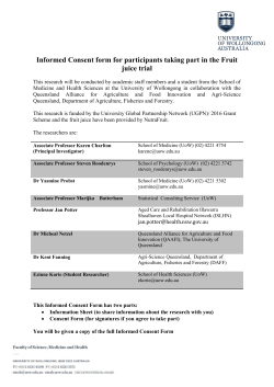 Informed Consent form for participants taking part in the Fruit
