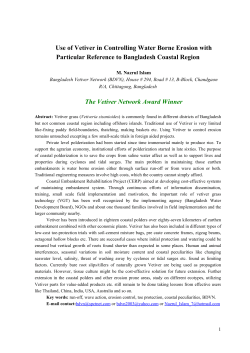 Use of Vetiver in Controlling Water Borne Erosion with Particular