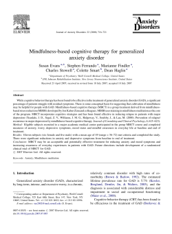 Mindfulness-based cognitive therapy for