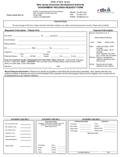 State of New Jersey New Jersey Economic Development Authority