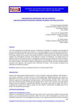 mathematical knowledge and the cognitive and metacognitive