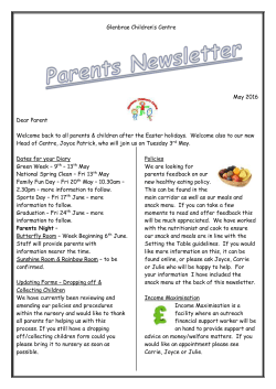 Parents Newsletter - Glenbrae Children`s Centre