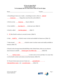 El Tour de Agua PILOT Student Study Guide To Accompany the Pre