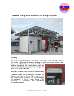 Contained Energy Solar Powered Cold Storage