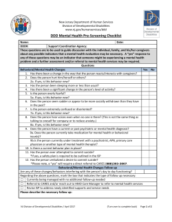 Mental Health Pre-Screen Checklist
