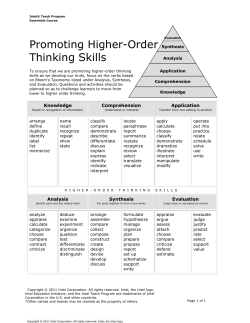Bloom`s Taxonomy of Cognitive Levels