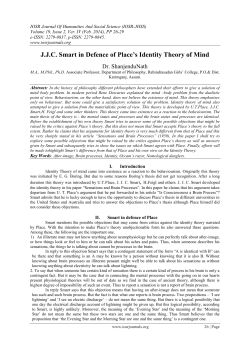 J.J.C. Smart in Defence of Place`s Identity Theory of Mind